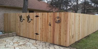 Our standard cedar privacy fence constructed with 5/8" thick 6" wide western red cedar pickets
