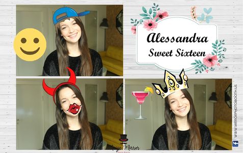 template sweet sixteen with virtual props emojies