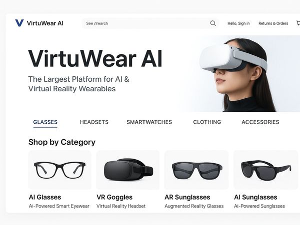 VirtuWear AI platform offers AI and VR wearables like glasses, headsets, and smartwatches.