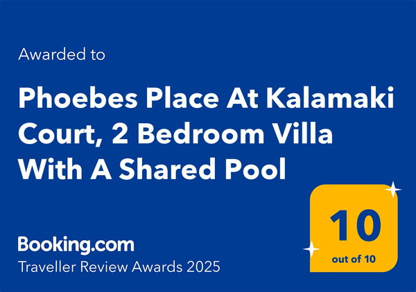 Phoebes Place At Kalamaki Court, 2 Bedroom Villa awarded 10/10 by Booking.com.
