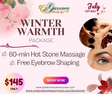 Winter Warmth Spa Package with Hot Stone Massage and Eyebrow Shaping.