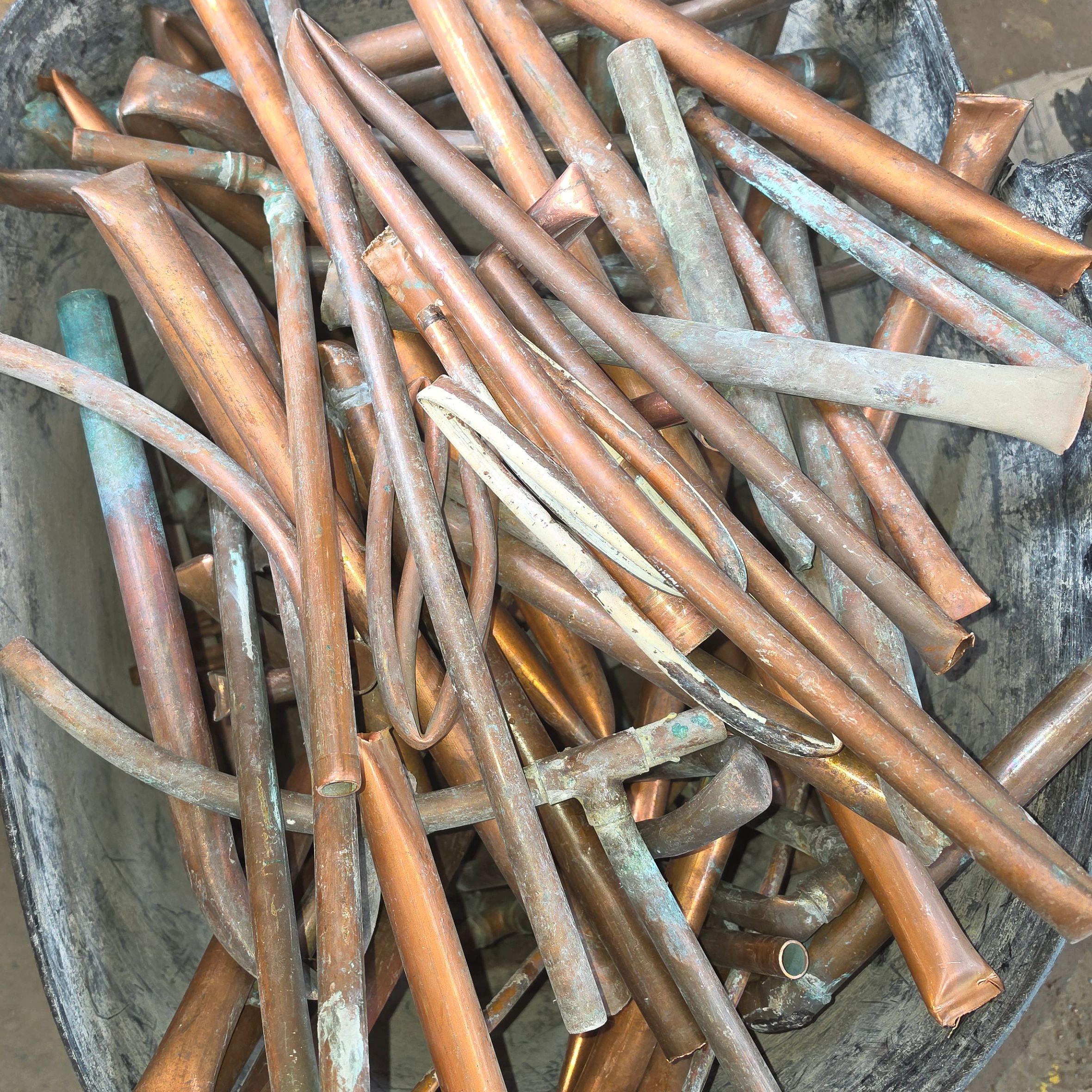 Real scrap copper pipes at OB Metals, Liverpool