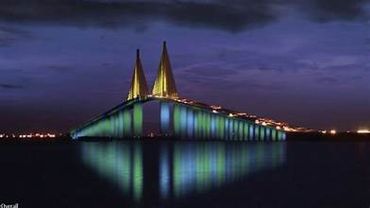 The Beautiful Skyway Bridge, Tampa Bay, night lights, private charter tour
