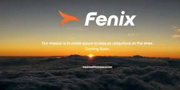 Fenix logo with a sunset sky background and a mission statement.