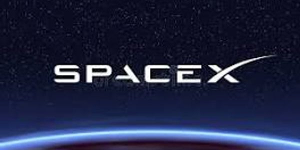 SpaceX logo over Earth and starry space background.