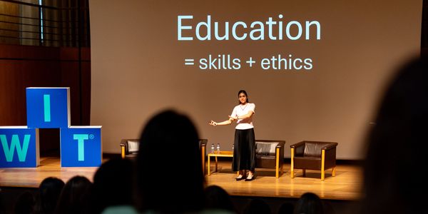 Avanti Sharma presenting at the Women In Tech Porto Summit.
Photo credit: WIT Portugal