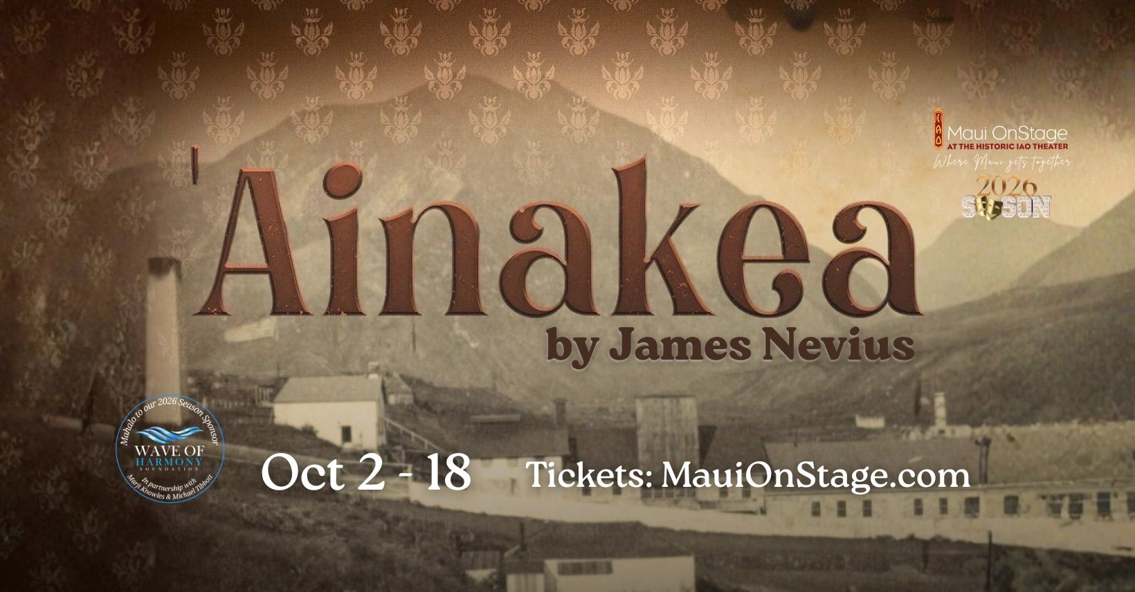 Promotion for Ainakea play by James Nevius at Maui OnStage.