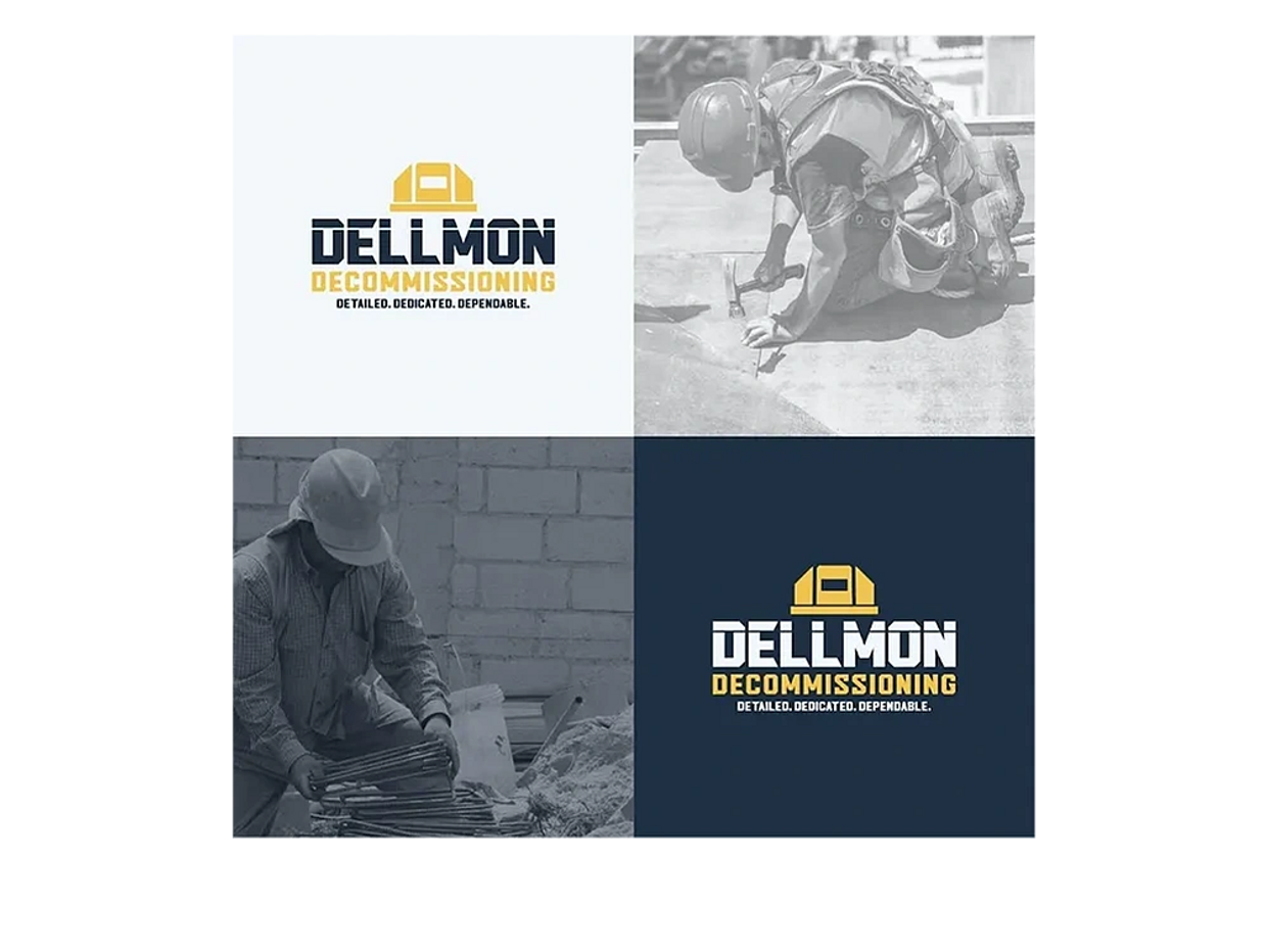 Dellmon logo alongside men working on a construction project