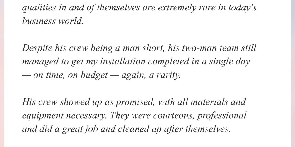 testimonial from Mark S. for Palmetto Moon Synthetic Turf