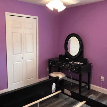 Room painted a relaxing Lavender color