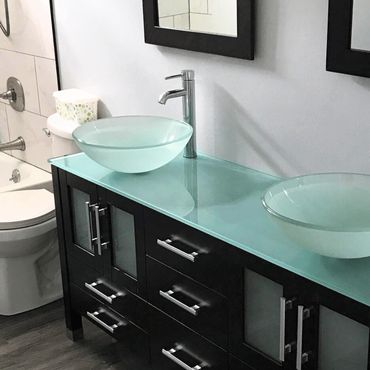 Remodeled bathroom with new vanity