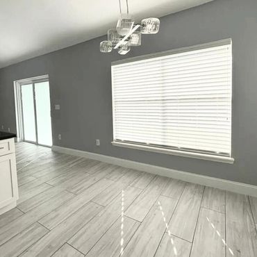 Gray walls with white trim