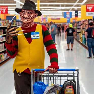Freddy Kruger goes shopping.