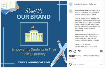 A screenshot of an Instagram post from @entertheclassroom about their brand.