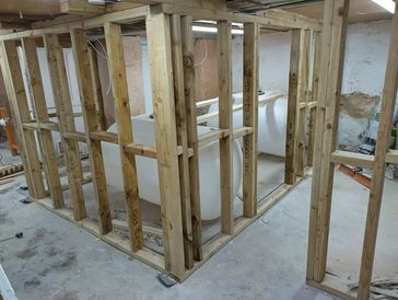 Stud walls made with position to support the floor above.