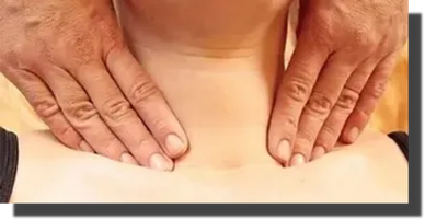 Finds of massage therapist performing Lymph Drainage.