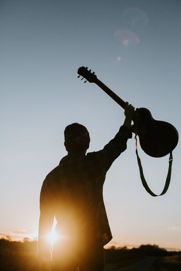 sunrise, guitar, play, create