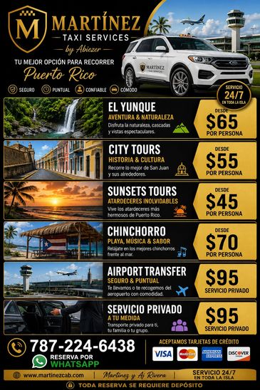 Servicios de taxi en Puerto Rico con tours y traslados privados.