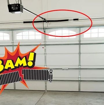 Bam! Is the sound of a garage door torsion spring when it breaks. 
