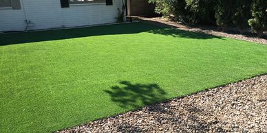 Artificial grass in desert Arizona home