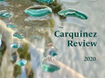 Cover of the Carquinez Review 2020 issue with water droplets.