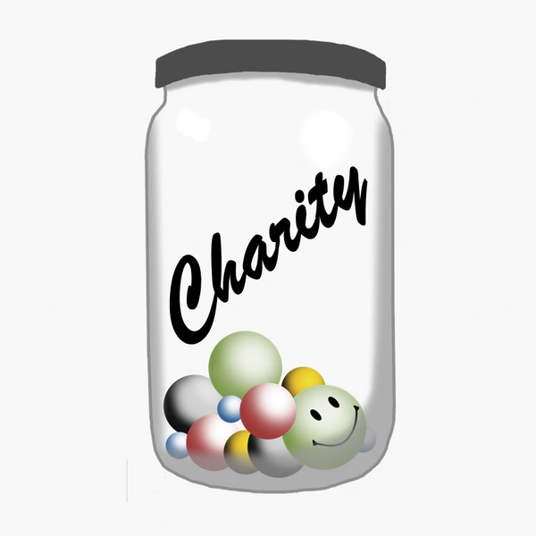 A jar box with charity written over it