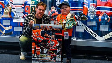 Ben getting his own Upper Deck card - Connor McDavid - Ben Stelter Foundation