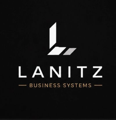 Lanitz Business Systems logo on black background.