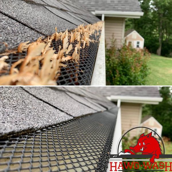 Dirty gutter guard before and after