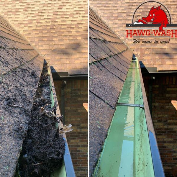 Dirty gutter before and after