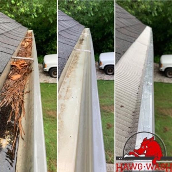Dirty gutters, clean gutters, gutter covers installed