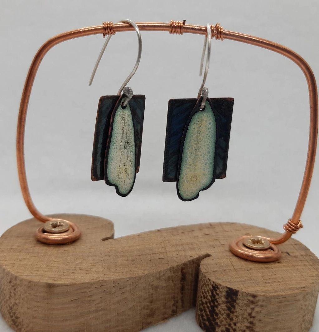 Sea Meadow Collection - enamelled copper and silver ear wires