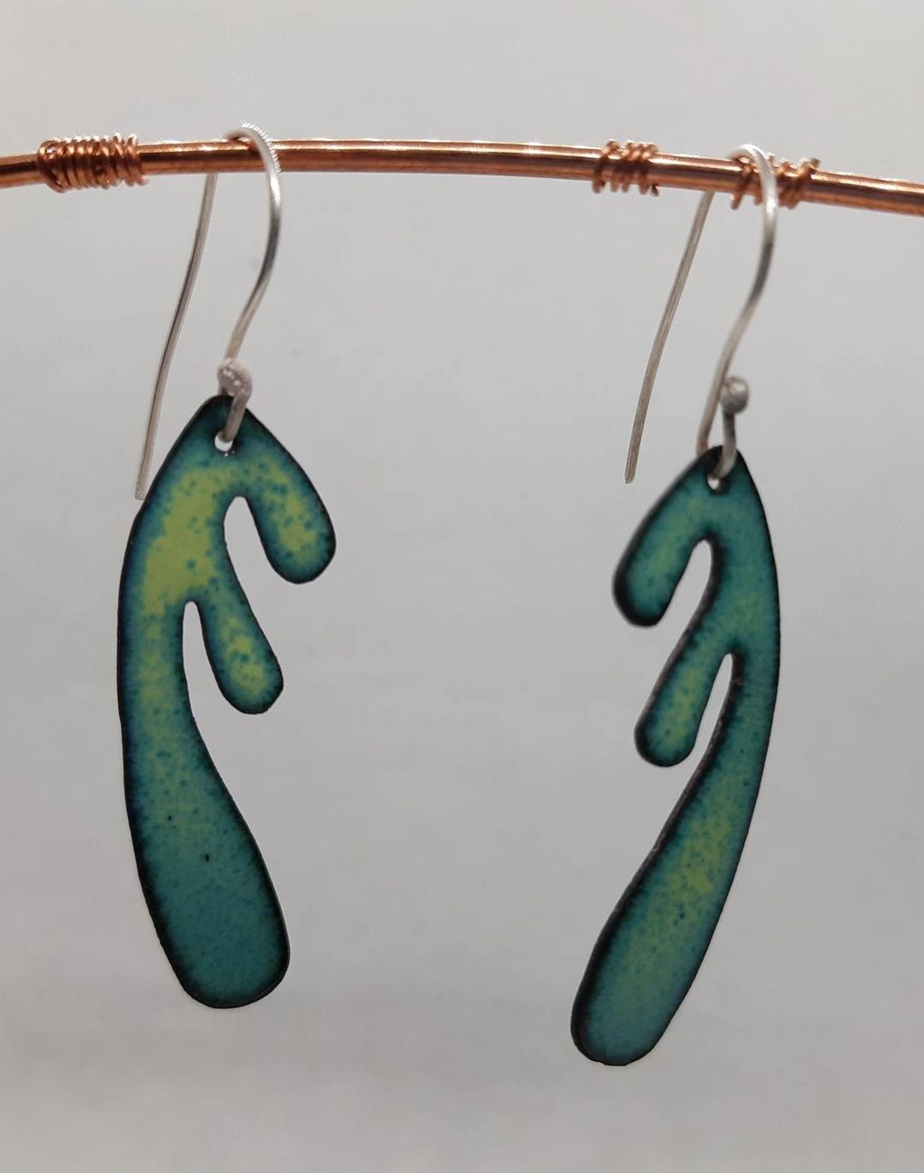 Sea Meadow Collection - enamelled copper and silver ear wires