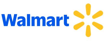 Walmart logo with blue text and yellow starburst.