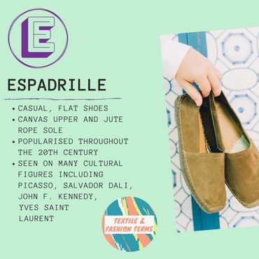 espadrille casual flat shoes textile fashion terms dictionary glossary