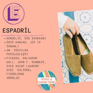 espadril ayakkabı moda tekstil terimleri sözlük sözlüğü 