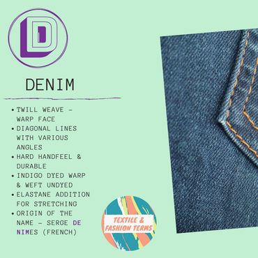 denim twill weave fabric textile fashion terms dictionary glossary