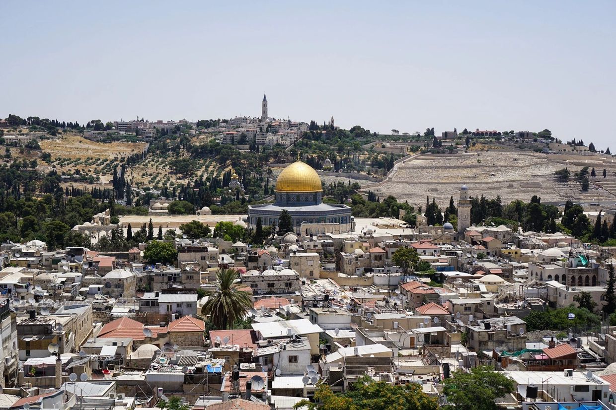 Looking towards the Temple Mount and Mount of Olives.