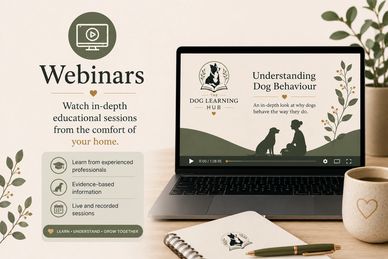 Webinars on dog behavior from home with expert sessions.