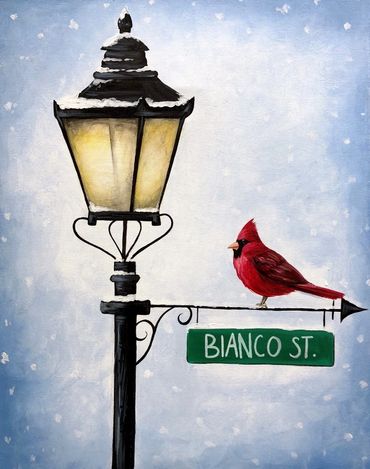 Cardinal on Lamp Post
