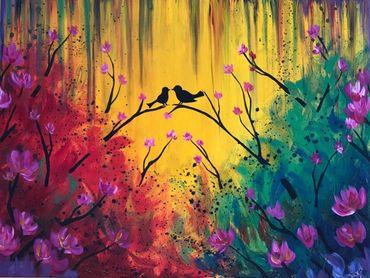 Birds in Colorful Background
