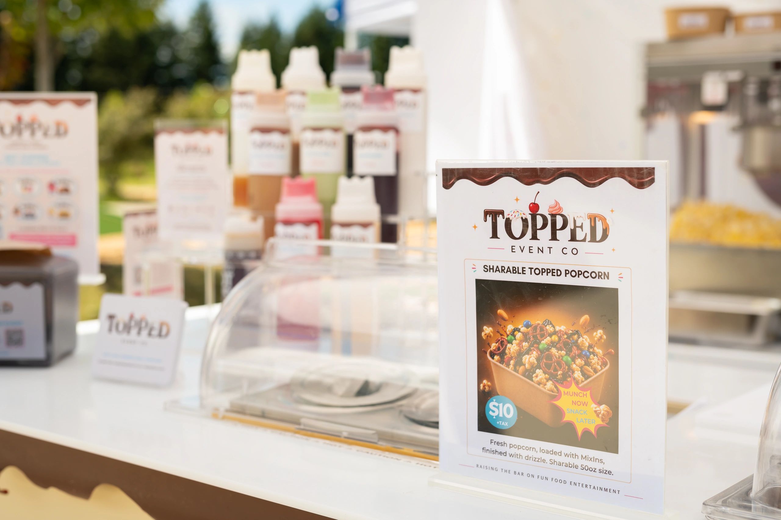 Topped Signature Topping Bars. Custom dessert bars. Topped Event Co Topping Bars