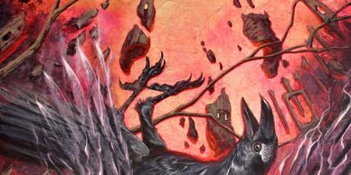 William Michael Brown's painting of a heart and raven