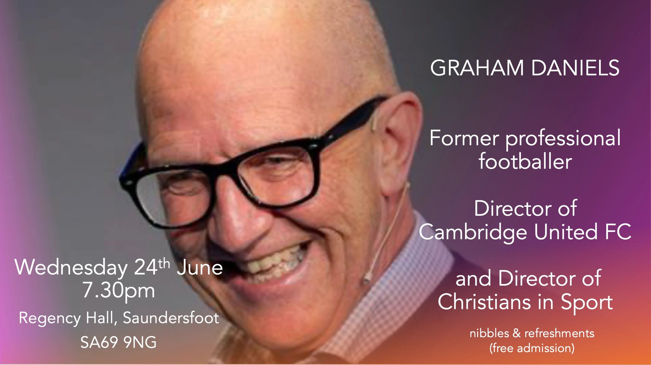 An evening with Graham talking about football, family and faith. Bring a friend