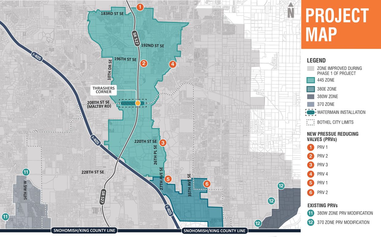 This map illustrates the project boundary for the AWWD Water Pressure Reduction Phase 2 project.