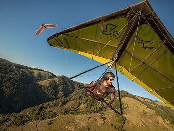 Dave enjoying a soaring flight on a Wills Wing Sport 3 hang glider