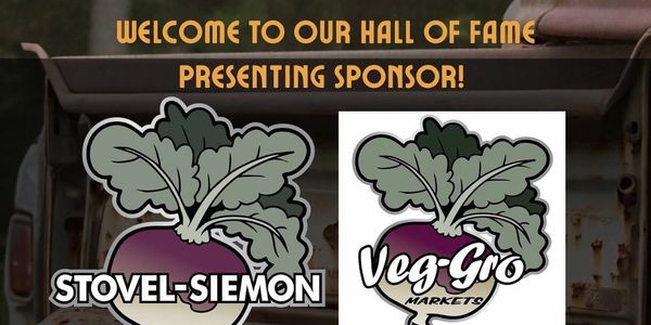 Banner welcomes Stovel-Siemon as presenting sponsor with turnip logos.
