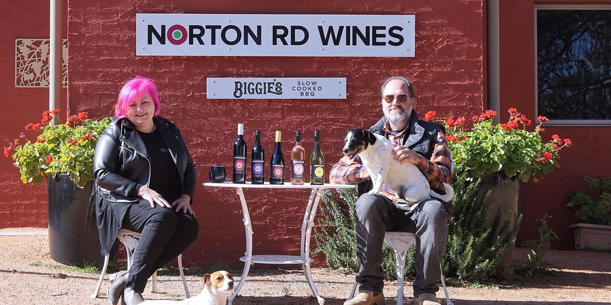 Karen and Simon - your hosts at Norton Road Wines and Biggie's BBQ in Wamboin.