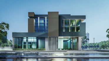 Minimalist house design using Stonelam facade slabs