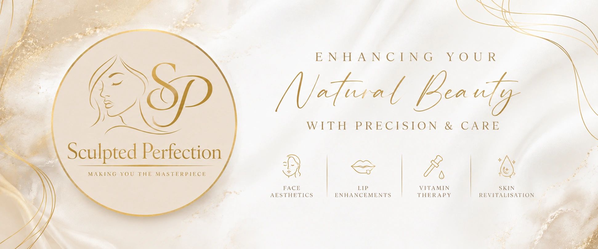 Elegant beauty clinic logo and services banner.